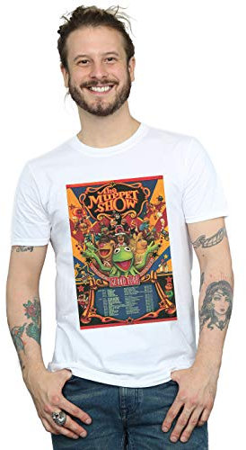 Disney Men's The Muppets The Muppet Show Poster T-Shirt White Medium