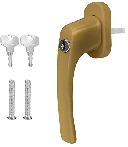 Premium Aluminium Fenstergriff Victory - abschließbar, Farbe:Gold F4, Stiftlänge:35mm
