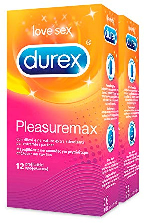 Kit 2x Durex Pleasuremax Stimulierende Kondome mit Rippen, 24 Kondome