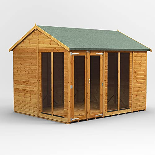 Powersheds High Grade Premium Apex Summer House Wooden Shed with Security Features, PVC Window Sills, Door & Window Flexibility, made from Extra Thick Timber