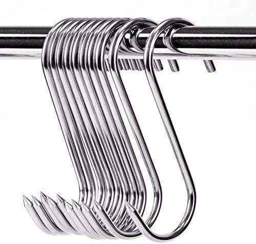 ARTOYS Meat Hooks for Smoker,(3'' H 4mm D) Stainless Steel 304 Hanger Small,S Hooks for Smoking,Hunting,Processing(Pack of 10)