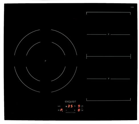 Exquisit® Vitrocerámica de Inducción, 7200W, 3 Zonas, Tecnologia FLEX Plancha-Grill, Función PowerBooster, Tecnología VarioZone,Bloqueo de Seguridad, Reconocimiento de Recipiente, Medidas 5,7x59x52 Cm