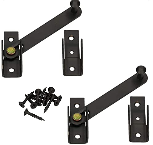 KOTARBAU® 2er Set Schlagladenüberwurf Fensterladen Doppeltorüberwurf Schlagladen Fensterladenriegel Schlagladen Überwurf Überwurfriegel Schwarz Pulver 120 mm