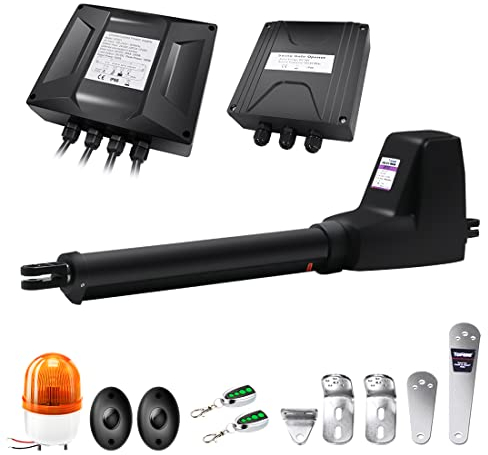 TOPENS AT12131 Single Swing Gate Opener Heavy Duty Automatic Gate Motor for Single Swing Gates Up to 5.5m, Electric Driveway Gate Operator AC Powered with Remote Control, Beacon, and Photo Sensor