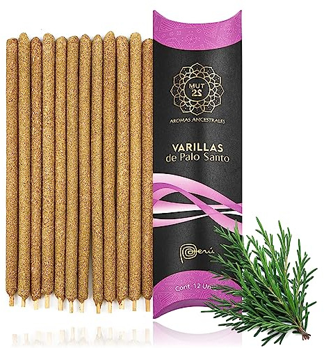 Mut22 12 Varillas de Palo Santo con Romero, Incienso Natural de Palo Santo Varillas Duraderas