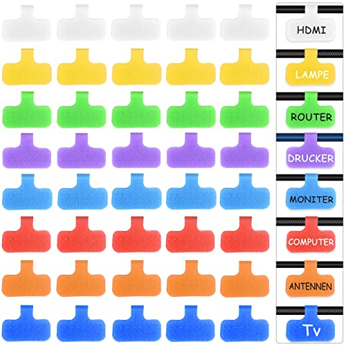 40 Stück Kabeletiketten Kabel,kabel organizer,kabelbeschriftung,kabelbinder wiederverwendbar,etiketten zum beschrifte