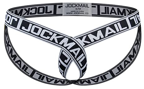 JOCKMAIL Sous-vêtement pour homme - Super extensible - Sangle de soutien athlétique - Pour homme, blanc, S-M