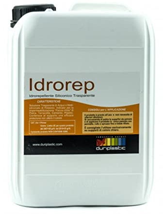 Italia Colorpaint Idrorep Idrorepellente Siliconico Trasparente ad Acqua per Tufo Pietra Leccese Carparo Fibrocemento Superfici Assorbenti (Litri 5)