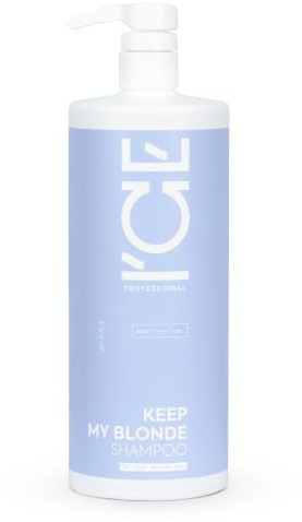 ICE Professional Keep My Blonde Shampoo - Anti-Gelb Shampoo für kühles blondes Haar - Neutralisiert Gelbstich, schützt & stärkt - Mit lila Pigmenten & Hyaluronsäure - Salonqualität, 1000 ml