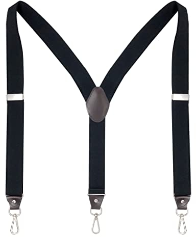 Ausukler Hosenträger Herren Extra Stark 3,5cm Breit mit Drehbaren Haken und Elastischen Riemen Y-back für Jeans (Schwarz)