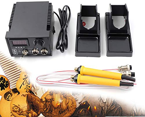 Phyrographie-Maschine, Kit für Holz, 60 W, Profi-Holz, Digital, Temperatur einstellbar von 0 °C bis 750 °C, Holz, 2 Stifte, 19 Stiftköpfe