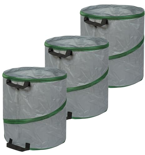 Schramm® 3 Stück Pop-Up Gartensäcke wählbar 85, 160 oder 280 Liter hellgrau sehr stabiles Polyester selbst aufstellend Gartensäcke Pop UP Garten Sack Säcke Big Bag, Größe:3 x 85 Liter