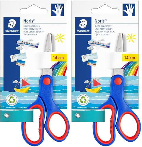 Staedtler Noris Club 965 14NBK - Tijeras para niños diestros de 14 centímetros, Multicolor (Paquete de 2)