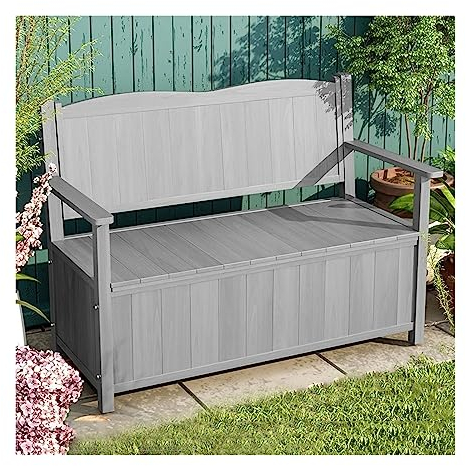 Gartenbank Sitzbank 47,2-Zoll-Außengartenbank, Terrassenbank mit Stauraum, 2-Personen-Freizeitbänke im Freien mit Rückenlehne for Deck, Terrasse, Garten, Hinterhof, 4 Farben Parkbank Terrassenbank ( C