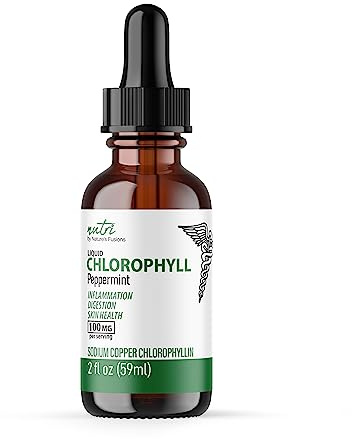 Nature's Fusions Nutri Liquid Chlorophyll Peppermint 100mg - Internal Deodorant & Detoxifier - Liquid Drops - 2 fl oz (59 Servings, 100mg per Serving) - Clorofila Liquida