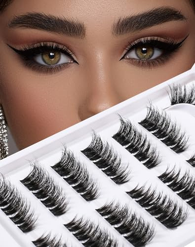Wimpernbügel, Katzenauge, 7 Paar, Wispy DIY-Wimpern, die wie Extensions aussehen, 12–15 mm, 3D-falsche Wimpern, natürlich, weich, flauschig, Nerz, einzelne Cluster-Wimpern