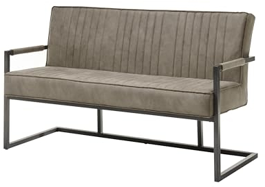 möbelando Bank >Linda< in Taupe/anthrazit aus Mikrofaser/Metall - 160x93,5x67cm (BxHxT)