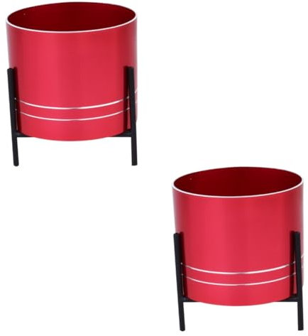 Supvox 2stücke Eisen Kunst Blumentopf Eleganter Pflanztopf Für Sukkulenten Stilvolle Tischdekoration Für Zuhause Und Büro Mit Dreieckigem Gestell Rot Hochbecken