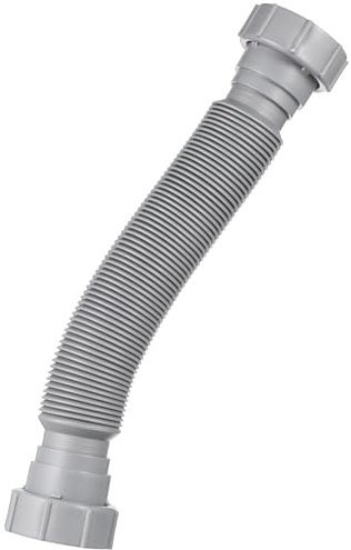 Double Head Sink Drain Connection Tube Adjustable Length for Kitchen Sink | Corrugated Plastic Build, Bendable Extension Design, Grey Finish, Suitable for Drain Fitting and Wash Basin