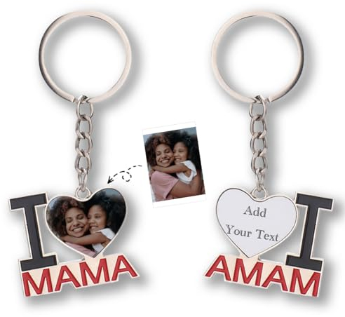 Portachiavi personalizzato, Portachiavi Drive Safe, Portachiavi personalizzato con foto, Portachiavi fai da te per coppie, Portachiavi per auto (I Love Mom)