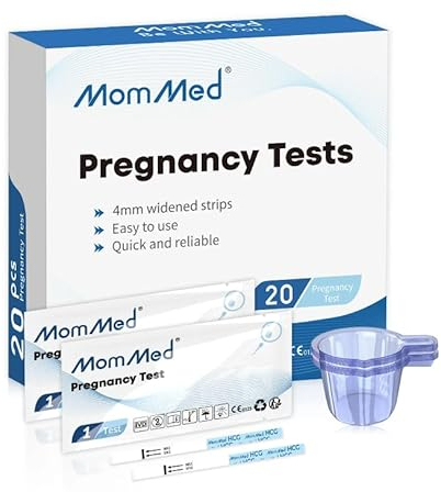 MOMMED Test di Gravidanza (HCG20) con 20 Tazze di Urina Gratuite - Rilevamento Precoce Affidabile e Rapido Della Gravidanza, Alta Sensibilidad, Test di fertilità per le donne
