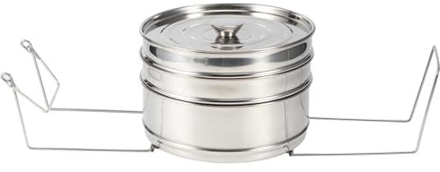 Lybunair Vaporizador doméstico para cocinar, Olla de vapor de acero inoxidable de 18,5 pulgadas con 3 niveles para cocinar carne, verduras, mariscos, sopas y guisos