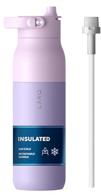 LARQ Swig Top H₂O Bottle 680ml/23oz – Insulated Stainless Steel Water Bottle with Integrated Straw – Wide-Mouth, Detachable Handle, BPA Free – Perfect for Gym, Sport, Football, Yoga and Travel