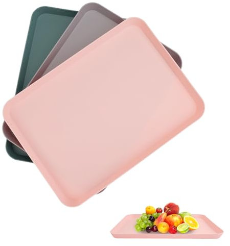 3 Pezzi Vassoio da Portata Vassoio Plastica Rettangolare Vassoio Antiscivolo Vassoio Servizio Rettangolare Vassoio Piccolo per Bar Feste Cucine Sala da Pranzo Bagno (3 Colori, 29 x 21 x 2 cm)