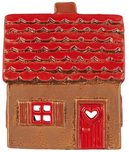 IB Laursen Lichthaus STILLENAT Rotes Dach und Rote Tür mit Herz 14 cm Keramik