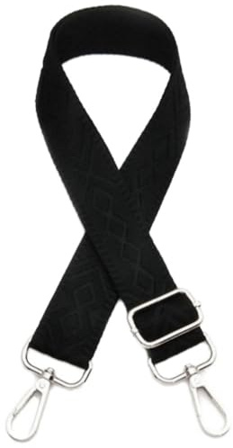 Justerbar axelrem för väskor unisex ersättning väskrem bred 3,8 cm enfärgad halsrem, längdjusterbar 75–130 cm, väskremmar för byte, väskor tillbehör, silverspänne, svart