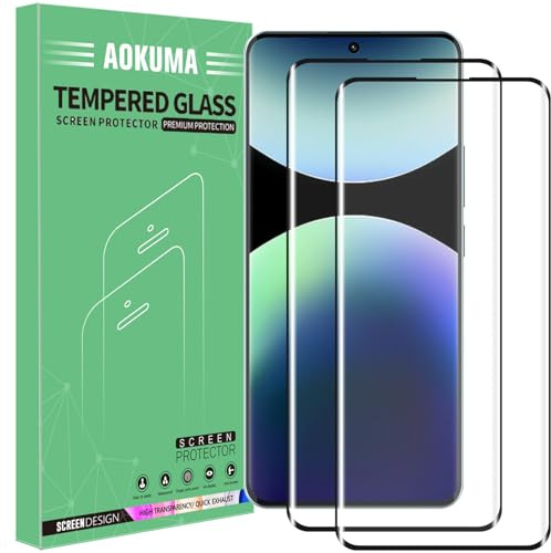 AOKUMA Tempered Glass for Xiaomi Redmi Note 14 Pro+ 5G/14 Pro Plus/13 Pro+/Poco X7 Screen Protector, Premium 3D Curved Edge Guard Film,Edge to Edge Full Screen Cover(Black Edge)