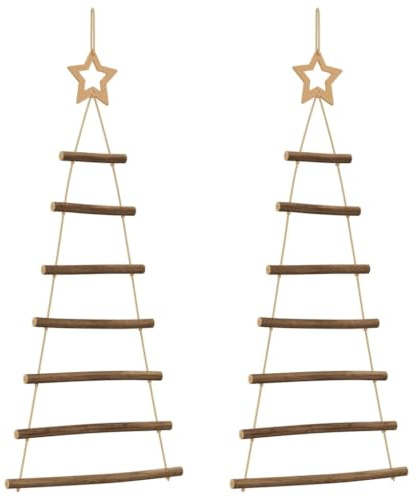 vidaXL Hängende Weihnachtsbäume mit Spitzensternen 2 STK. 42x90 cm
