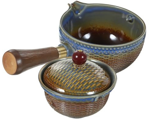 IMIKEYA 360degree Traditional Chinese Style Rotation Tea Pot Ceramic Teakettle Teapot Strainer Tea Infuser