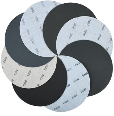 Discos de lija de 180 mm (grano 320/400/600/800), papel de lija de 180 mm para trabajos de pintura de coche (20 unidades)