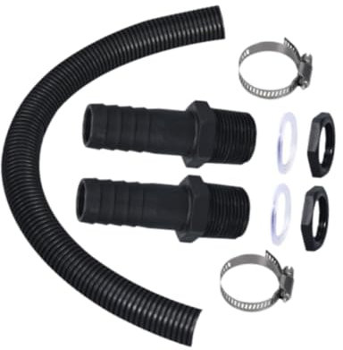 perfk Kit de Conector de Barril de Lluvia con Manguera, Kit de unión de Barril de Lluvia, Kit de conexión de tubería de Conector para balcón, hogar y, Negro con Abrazaderas