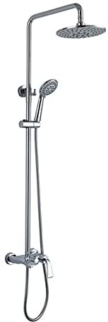 Duschsystem-Set Messing Chrom Regendusche Set Wandmontage Duscharmatur Set mit 20 cm Regenduschkopf und Verstellbarer Handbrause Modernes Design d Duschsäule