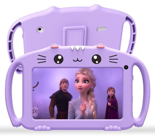 Ascrecem Tablette Educative Enfant 7 Pouces Android Tablette Enfants avec WiFi6 Bluetooth Quad Core 2Go RAM 32Go ROM Tablet Bebe avec Contrôle Parental Jeux Éducatifs Étui Antichoc 3 ans Fille(Violet)