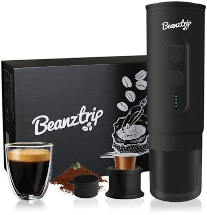 BeanzTrip H02 PRO Portable Espresso Maker, 20 Bar Electric Travel Coffee Machine Compatible with NS Capsule & Ground Coffee, Small Mini Espresso Machine for Office, Camping, Hiking, with Gift Box