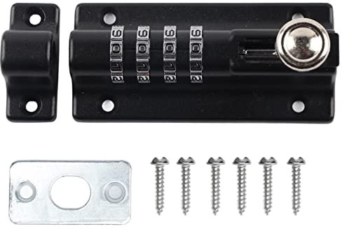 Combination Sliding Locking Bolt, 4 Digit Pin Dial Slide Bolt Metal Lock Anti Theft Lock Slide Lockfor Gates, Doors, Cabinets, Lockers