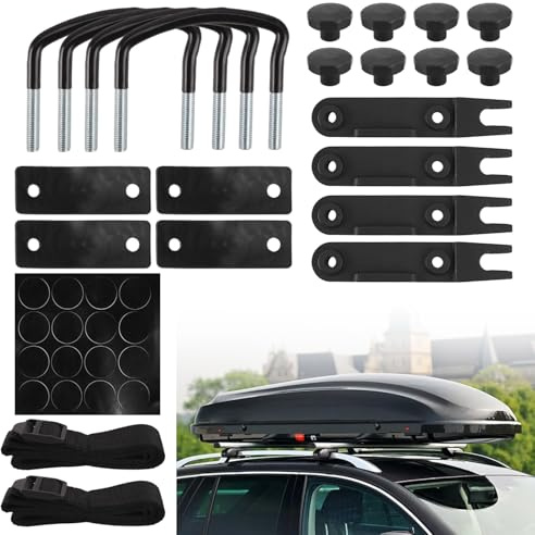 Erato 4er Pack Universal Dachbox Montage U Halterungssatz U Bolzen Klemmen | robuste Halterungen mit 8 Kontermuttern und 2 Bandagen Dachträger Installationszubehör für Auto SUV Van