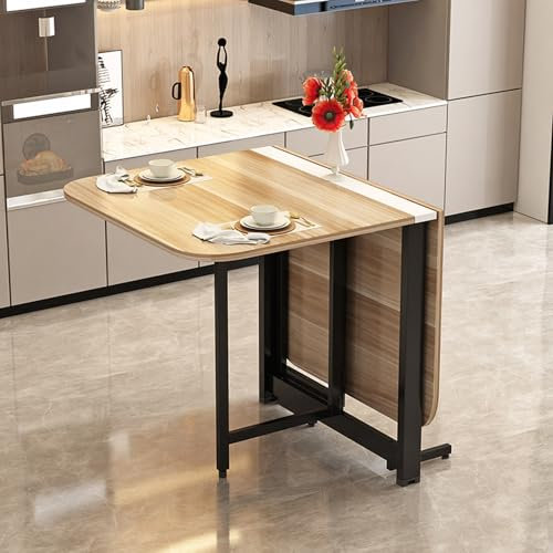 Drop-Leaf-Esstisch, Klappbarer Küchentisch Aus Holz, Multifunktionaler Ausziehbarer Platzsparender Esstisch, In 3 Formen Zusammenklappbar, Für Küche, Wohnzimmer