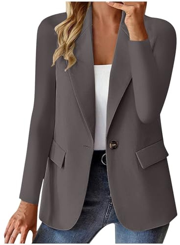 Blazer, giacca da donna a maniche lunghe, elegante, con un bottone, da lavoro, da lavoro, da lavoro, da lavoro, da lavoro, da lavoro, aperto, sottile, tinta unita, casual, da mezza stagione