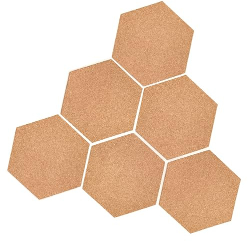 Cork Boards for Walls 6mm, Hexagon Cork Pin Notice Board Tiles Self Adhesive Pinboard Corkboard Bulletin Boards for Wall Photo