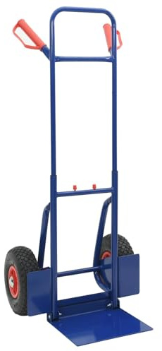 vidaXL Carrello a mano Blu e Rosso 49,5 x 53 x 114 cm Acciaio, Garage, Rettangolare, Industriale, Pieghevole, Soluzione di archiviazione multifunzionale, Miglioramento dell'efficienza dello spazio