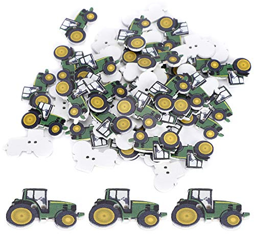 Alomejor Hochwertige Holzknöpfe, 150 Stück, Niedliches Cartoon-Traktor-Gemälde, Perfekt Zum Nähen von Weihnachtsdekorationen, Kleidungszubehör für Kleidung, Rucksack, Wand, Tür