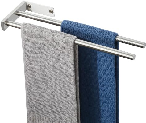 SAYAYO Handtuchhalter Bad Gebürstet Edelstahl 40cm Doppelt Handtuchstange | Zweiarmig Handtuchhalter Wand Gästehandtuchhalter Wandmontage für Badezimmer und Küche