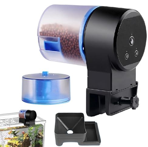 Automatisk fiskmatare för akvarium | stabil precision justerbar matdispenser | batteridriven matare – för Betta Koi damm tank sovsal kontor lägenhet sovrum
