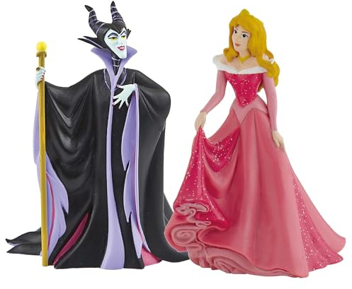 Bullyland Set Disney La Bella Addormentata nel Bosco: Aurora e Malefica, Figurine Dipinte a Mano Senza PVC, Figure Collezionabili e Cake Design, 3+
