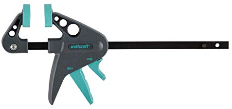 wolfcraft Mini-Einhandzwingen - 3455100 - Zwingen Set zum Fixieren von kleinen Werkstücken - 2 Stück - Anwendung mit nur einer Hand - für Hobby und Bastelprojekte - 30 kg Spannkraft