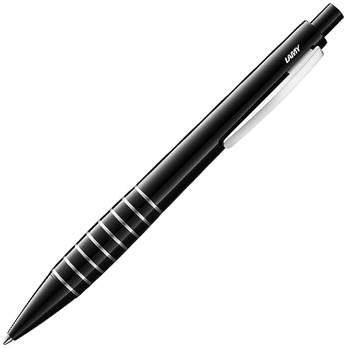 LAMY accent Kugelschreiber 298 – Kuli mit schwarzem Brilliant Lack-Finish und austauschbarem Schwarz-Diamantiertem Griffstück – Mit Großraummine – Strichbreite M
